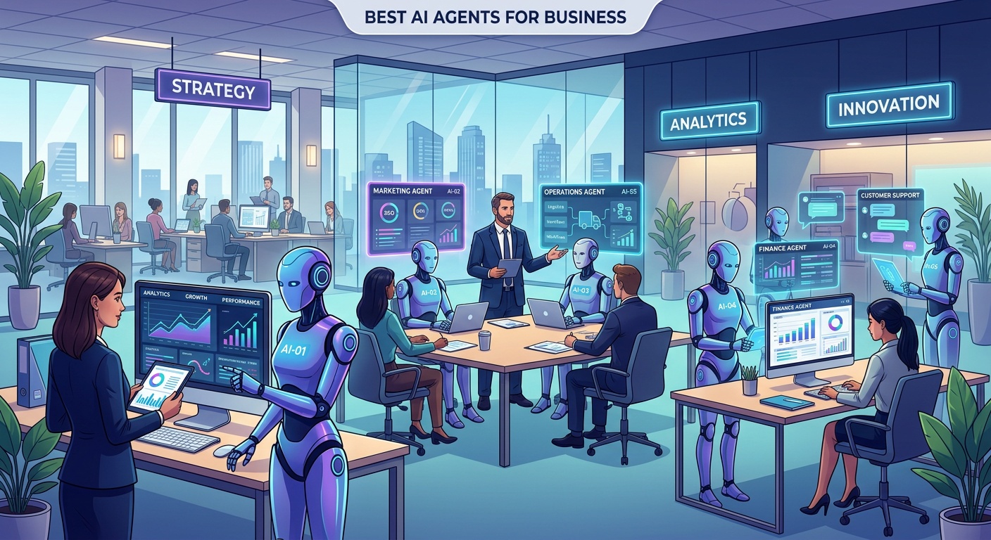 best ai agents for business concept illustration